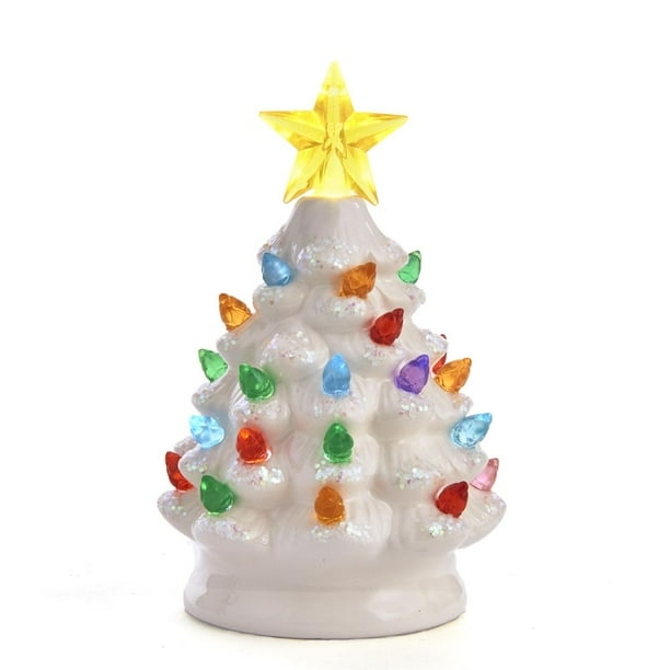 Kurt Adler BatteryOperated LED Ceramic White Christmas Tree Walmart