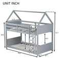 thumbnail image 5 of Bellemave Rubber Wood House Bunk Bed Frame Twin over Twin Low Bunk Bed with Headboard and Footboard Twin Floor Bunk Bed with Wooden Slats(Gray), 5 of 11