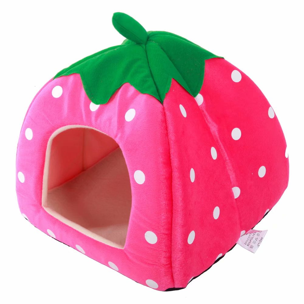 Clearance! Cute Strawberry Comfortable Pet Nest Winter Warm Pet Tent House Super Soft Foldable