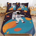 thumbnail image 6 of 3 Pcs Soft Bedding Set, Includes 1 Duvet Cover with Zipper And 2 Pillow,Shams Cartoon Space Astronaut King(102"×90"), 6 of 8