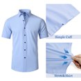 thumbnail image 3 of TOPTIE Men's Short Sleeve Shirt, Wrinkle-Resistant Business Formal Dress Shirt-Red-L, 3 of 7