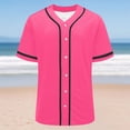 thumbnail image 6 of hlysgo Baseball Jersey for Women Full Button Mesh Embroidered Loose Fit Shirt Summer Comfy Casual Tops Pink,2xL, 6 of 6