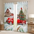thumbnail image 2 of Feelyou Christmas Farmhouse Truck Curtains Pack of 2 (42x84 Each), Xmas Tree Curtains Blackout, Teenager Kids Boys Girls Bedroom Curtains, Luxury Bedroom Decor, 2 of 5