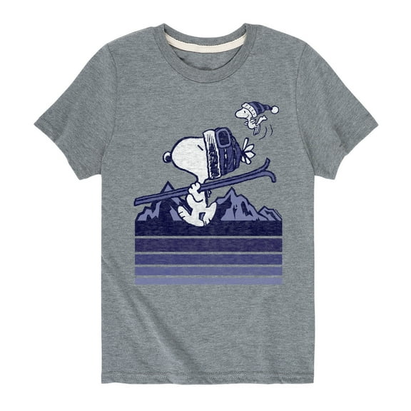 Peanuts - Snoopy Woodstock Ski Stripes - Toddler And Youth Short Sleeve Graphic T-Shirt