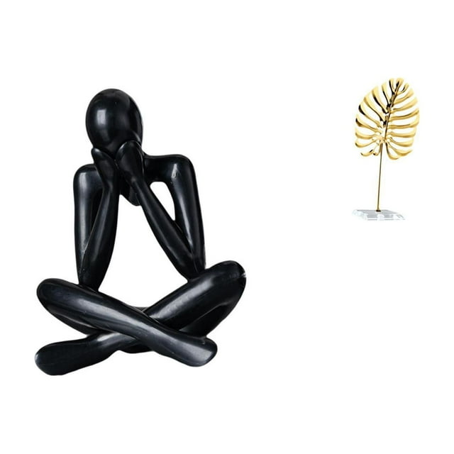 Escultura de hoja de metal, figura de escritorio, escultura abstracta, estatua de hoja de metal, figura artística con base, adecuada para oficina, dec