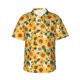 thumbnail image 1 of Balery Green Leaf Sunflower Camisas hawaianas de manga corta para hombre, camisas playeras de corte holgado, camisas de vacaciones con botones,Small, 1 of 7