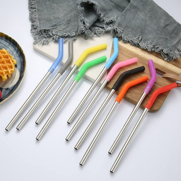 24 Pcs Silicone Straw Elbows Tips Stainless Steel Reusable Metal Straw  Silicone Tips Soft Rubber Drinking Straw Covers for Straw Nozzles Tumbler  Mug