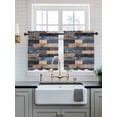 thumbnail image 2 of Navy Blue Brown Wood Tier Curtains 36 Inch Length, Sheer Curtains for Bedroom Living Room Window Farmhouse Vintage Wooden Rod Pocket Voile Drapes Kitchen Curtains Small Half Window 27.5"x36" 2 Panels, 2 of 6