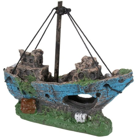 Aquarium Shipwreck Fish Tank Sunken Ship Hideout Aquarium Decorations