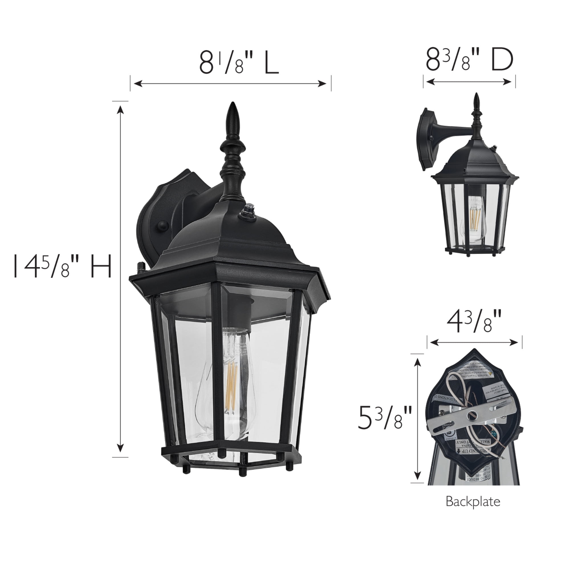 Design House 589564 Oak Creek Outdoor Wall Light Dusk to Dawn Downlight, Black
