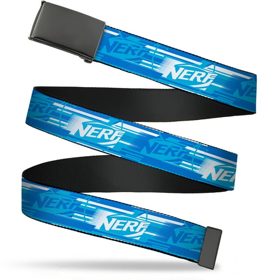 Adjustable Belt, Clamp Buckle, Cut-to-Fit, Nerf Logo Streaks Blues White