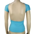 thumbnail image 5 of Open Back Tops for Women Cap Sleeve Slim Fit Going Out Top Double Lined Backless Shirt Y2K Crop Basic Tee Shirts for Casual Workout, 5 of 5