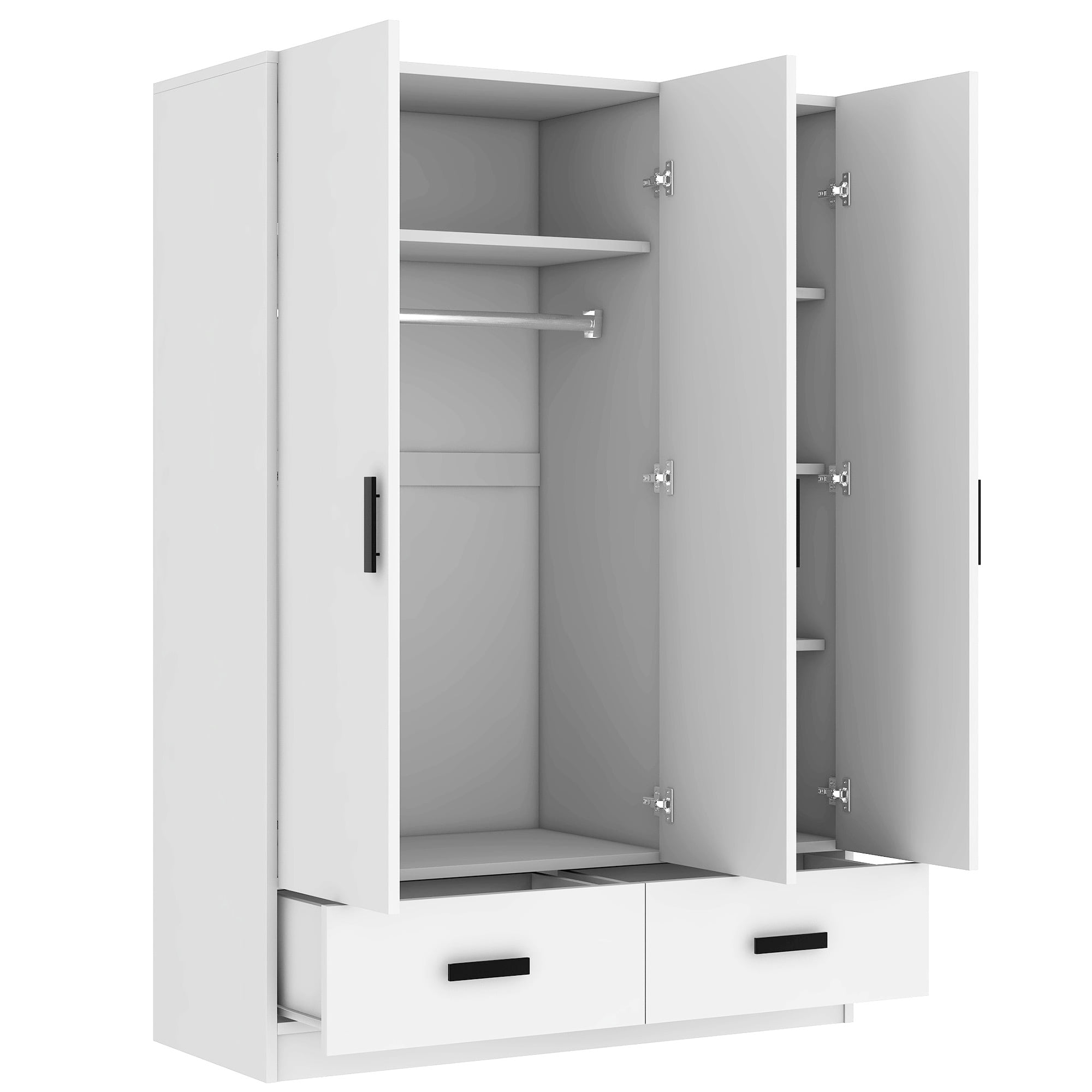 EUROCO 67.7 Modern Armoire Wardrobe, 3 Door Cabinet Closet with Clothing Rods for Kids Adutls, White