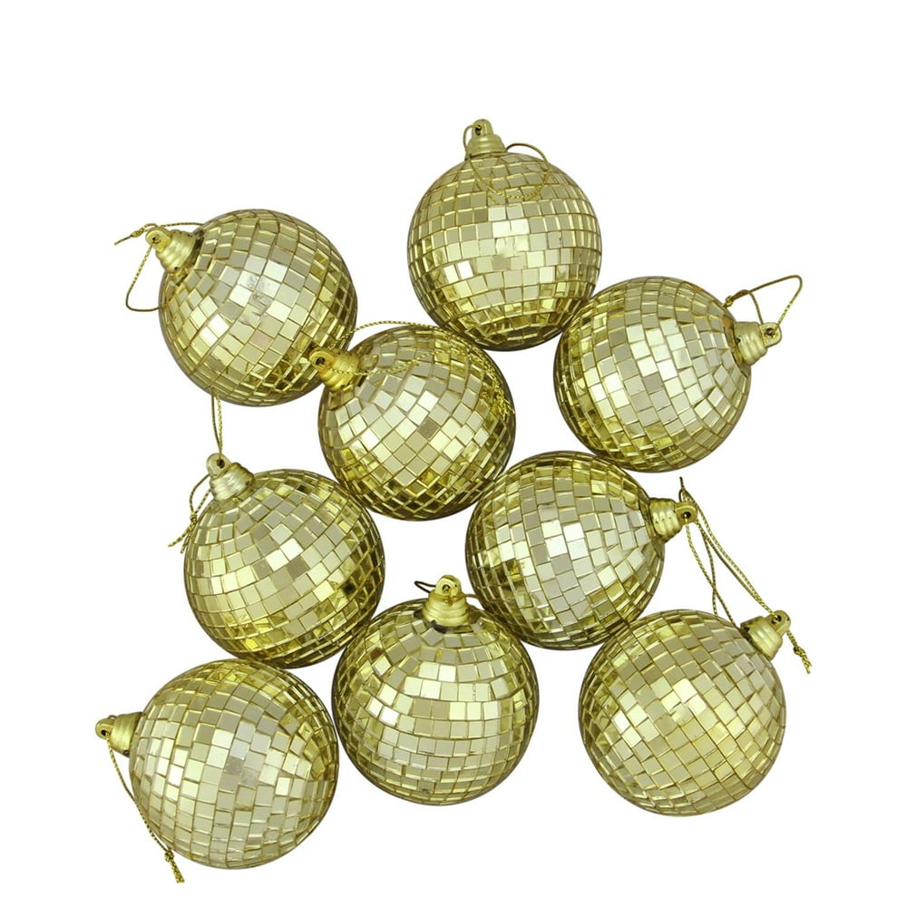 6ct Gold Glamour Mirrored Glass Disco Ball Christmas Ornaments 2" (50mm