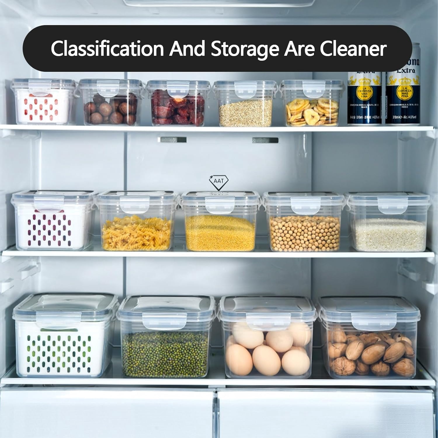 3 Pack Fruit Storage Containers for Fridge with Removable Colanders - Food Storage Containers with Lids, BPA-Free Produce Containers Keep Fruits, Vegetables, Berry, Meat Fresh Longer