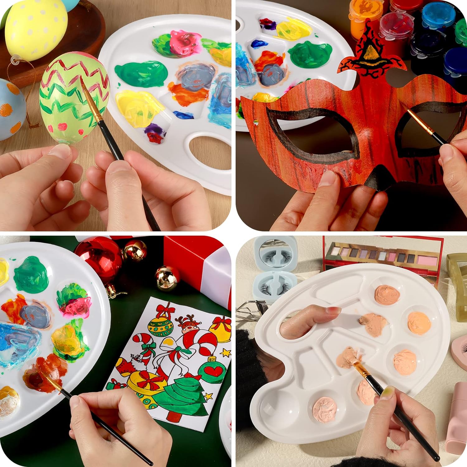 20 PCS Oval Paint Tray Palettes, Plastic Paint Tray Palette, Paint Palette Paint Pallets with Thumb Hole, Paint Holder Tray for Kids, Paint Trays for Kids, Paint Trays for Acrylic Paint