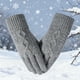 thumbnail image 1 of Guantes de invierno para mujer, de lana tejida, cálidos, de cinco dedos, de terciopelo y gruesos, con pantalla táctil. Imprescindible para el invierno., 1 of 3