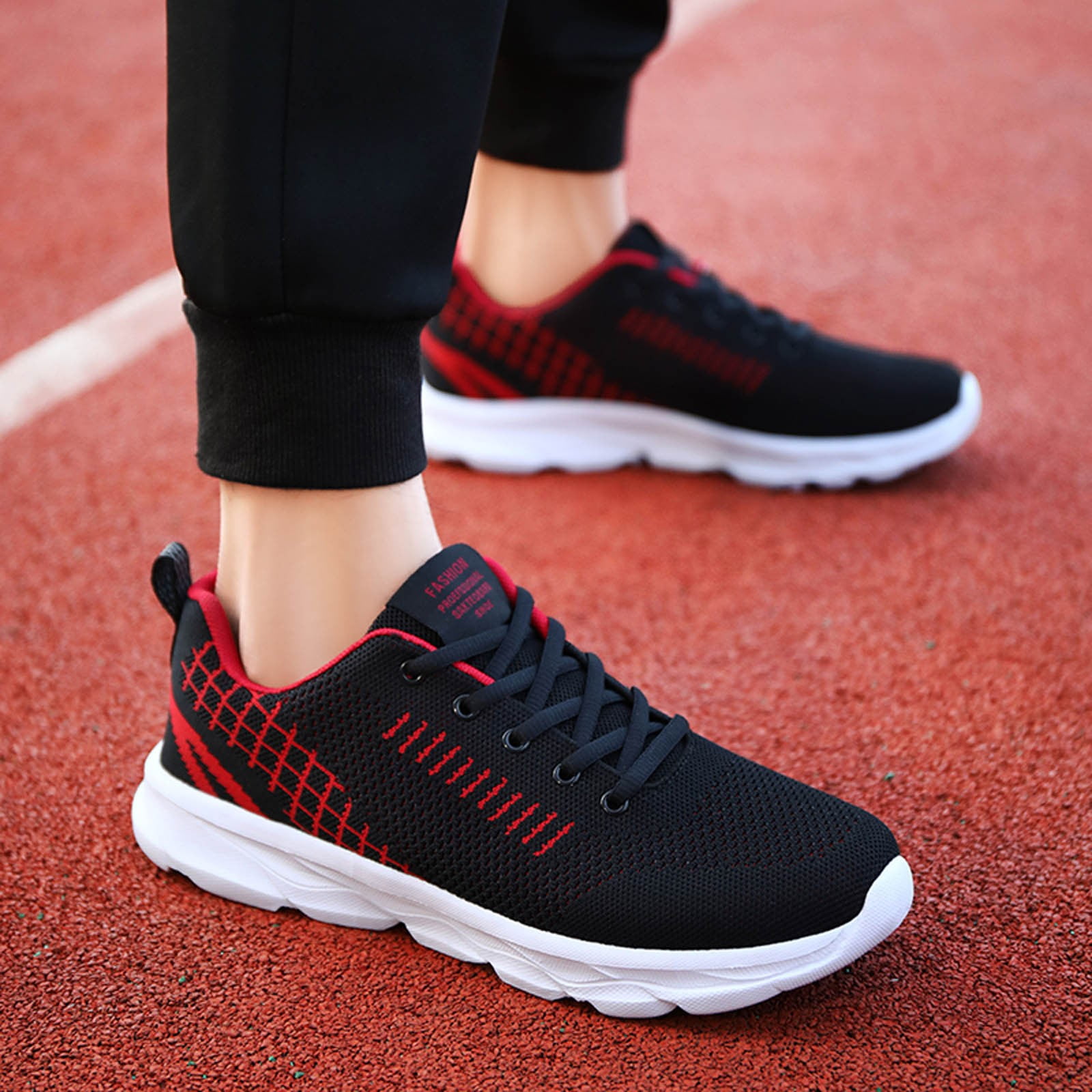 Yindaity Tennis Shoes Men Mens Casual Shoes Men's Slip-on Walking Shoes, Gym Workout Restaurant Fashion Sneakers Men Shoes Sneakers Red,11