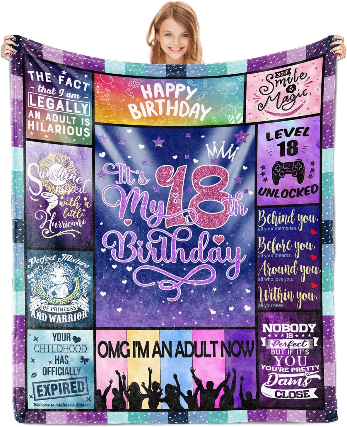 18th Birthday Gifts for Girls Throws Blankets 60X50 - Gifts for 18 Year  Old Girl - 18 Year Old Girl Birthday Gifts Ideas - Happy 18th Birthday Gift  for Daughter - 18th