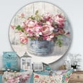 thumbnail image 3 of Designart 'Maison des Fleurs III' Art Mural Rond en Métal Style Ferme, 3 of 3