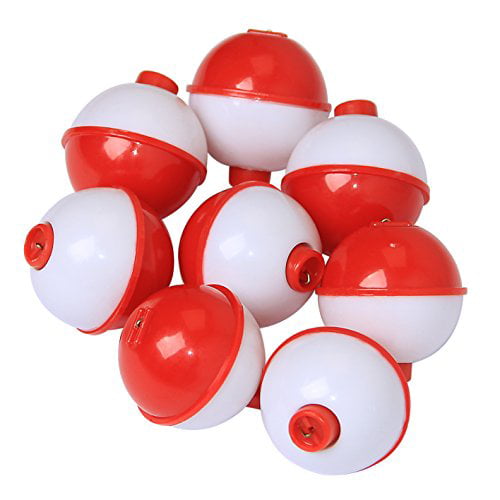 10pcs-20pcs/lot Fishing Bobbers Snap Hard ABS on Red/White Float Bobbers  Push Button Round Buoy Floats Fishing Tackle Accessories Size:1/1.25/1.5/2  Inch (1+1.25+1.5+2(Pack of 20)) 