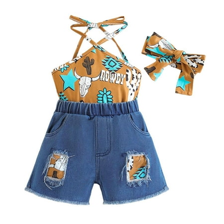 

TJAZFJPA Cute Country Concert Outfits Toddler Girls Summer Sleeveless Prints Tops and Shorts 2Pcs Outfits Clothes Set for Children Clothes Big Sister Little Sister Matching Outfits Summer