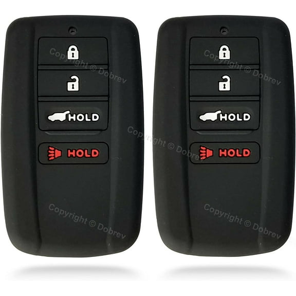 Dobrev Silicone 4 Button Case Cover Keyless Entry Protector Fob Skin Rubber Holder for Acura 2017 2018 2019 2020 Rdx Rlx ILX TLX MDX Key black and black