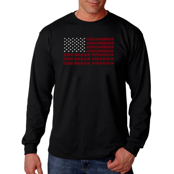 LA Pop Art Men's Word Art Long Sleeve T-shirt - God Bless America