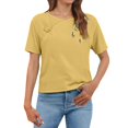 thumbnail image 2 of Women'S Tops, Tees & Blouses Kelon Women's Tops, Tees & Blouses Short Sleeve Shirts Crew Neck Linen Cotton Trendy Tunic Blouses, XL, 2 of 9