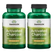 Swanson Activated Charcoal - Natural Supplement Supporting Healthy Absorption - Helps w/ Bloating & Maintaining Bowel Regularity - (120 Capsules, 520mg per Serving) (2 Pack)