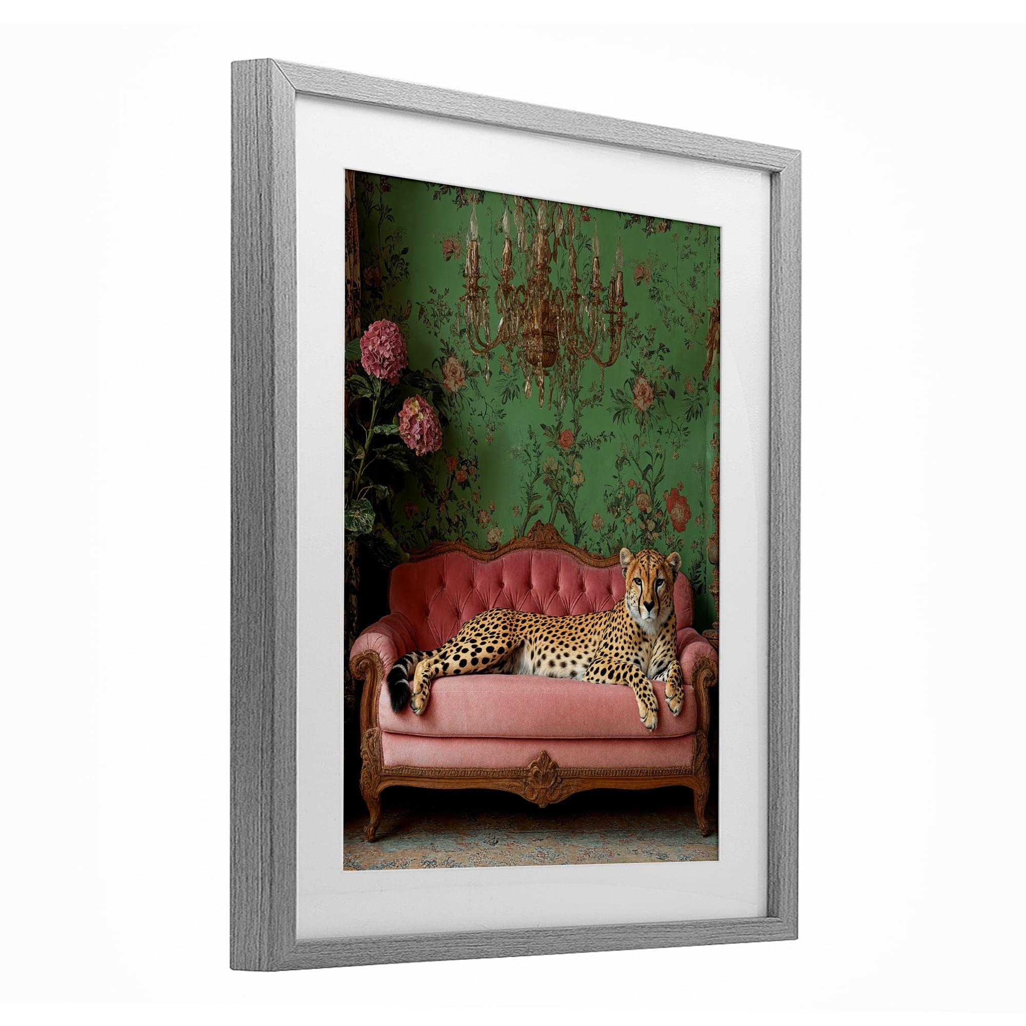Stupell Industries Ornate Sophisticated Leopard Lounging Gray Framed Print Under Glass, design by Scott Stulberg