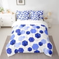 thumbnail image 2 of Manfei Blue Abstract Stripes Twin Bedding Sets 7-Piece for Teens, Modern Watercolor Honeycomb Bedding Comforter Set, Artwork Sheet Sets, Ultra Soft Bedroom Decor, 2 of 7