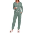 thumbnail image 4 of Fantaslook Womens Pajamas Sets Long Sleeve Matching Lounge Set Fall Travel Outfits Jogger Sweatsuits with Pocket Button Down Sleepwear, 4 of 9