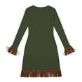 thumbnail image 6 of Ygbgbb Women’s Fashion Fringe Hem Long Sleeve Dresses Cozy Solid Crew Neck Knit Dresses Casual Nightclub Party Mini Dress Army Green M, 6 of 6