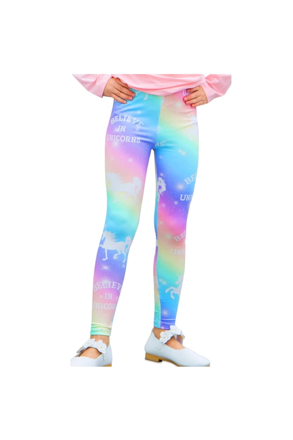 Girl Unicorn Leggings Kid Rainbow Legging Tights Trousers Slim Long Pants
