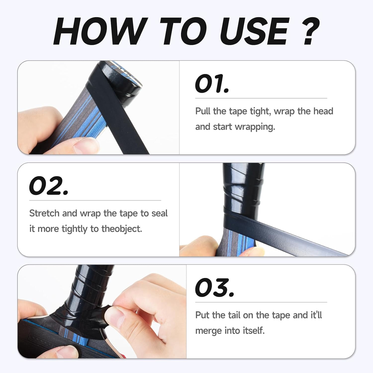Baseball Bat Grip Tape, 1.1mm - Multi Sport Handle Tape for Golf Tennis Softball and Hockey, Enhanced Self-Fusing Silicone for Reliable Traction and Shock Absorption