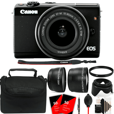 Canon EOS M100 Mirrorless Digital Camera with 15-45mm EF-M IS STM Lens Black with Accessory