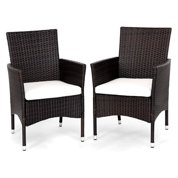 Casart Set of 2 Patio Chairs, Outdoor Wicker Chair Set with Removable Cushions, Great for Garden, Porch and Poolside
