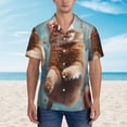 thumbnail image 2 of Gaeub Floating Cat And Donuts Print Men's Hawaiian Shirt,Button Down Short Sleeves Shirts,Tropical Beach Casual Button Down Shirts,Medium, 2 of 7