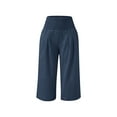 thumbnail image 5 of Delliss Girls Straight Cropped Pants Pleat Loose Casual Capri Wide Leg Elastic Waist with Pocket Trouses, 5 of 7