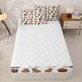 thumbnail image 4 of Erosebridal Cute Cartoon Capybara Zipper Queen Comforter Set with Fitted Sheet and 2 Pillowcases,Water Animal Zipper Bedding Set For Girls,Reversible,4pcs, 4 of 7