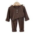thumbnail image 2 of Xdegoge Toddler Baby Boys Girls Ribbed Clothes Set Long Sleeve Shirts and Elastic Waist Pants 2 Piece Fall Winter Outfits Casual Lounge Pajamas, 2 of 8