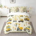 thumbnail image 3 of Manfei Yellow Tractor Bedding Sets Queen Size, Cartoon Vehicle Bed in a Bag Queen size, Construction Truck Reversible Comforter Sets with Sheets, Ultra Soft Bedroom Decor, 7pcs, 3 of 6