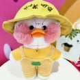 thumbnail image 3 of Juego de 4 piezas de ropa para muñecas de 30 cm, pato amarillo, ropa para muñecas Kawaii, sombrero, bolso, gafas, accesorios, pato Lalafanfan de peluche, regalo para niños, 3 of 5