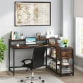 thumbnail image 6 of L Shaped Desk with Drawers and Shelves for Dual Monitors,  Corner Desk Home Office Desk with Storage Shelves and Monitor Stand, 6 of 7