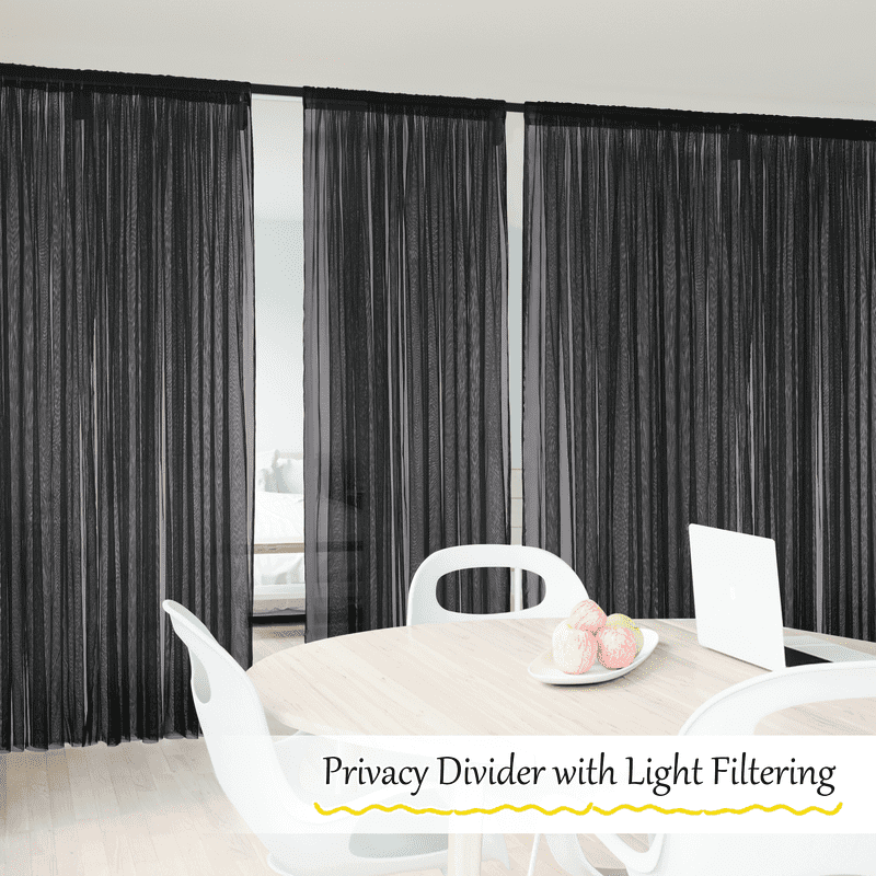 NICETOWN 2 Panels Mesh Screen for Patio Porch, Waterproof Outdoor Sheer Mesh Rod Pocket Breathable Drapes with Length Adjustable, W59 x L120, Black