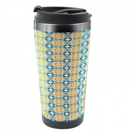 

Moroccan Travel Mug Spanish Azulejo Style Steel Thermal Cup 16 oz by Ambesonne