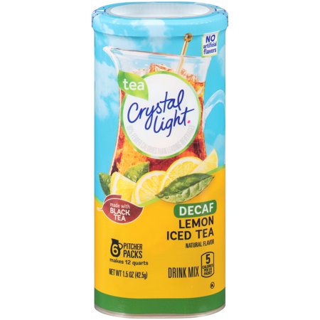Crystal Light Decaf Lemon Iced Tea Drink Mix 6 ct Canister