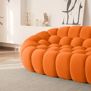 80 Modern Bubble Couch Loveseat, Oversized Curved Couches, Lazy Curved Bubble Floor Sofa, 3D Textile Mesh Fabric for Living Room,Office,Apartment,No-Assembly, Orange Couch