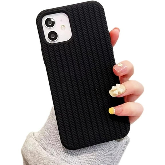 for iPhone X XS XR Max 7 8 Plus SE Case, Unique Personalized Fine Grain Silicone Phone Case, Comfortable Soft Inner Lining Non-Slip Grip Protector Cover(Black,X/XS)